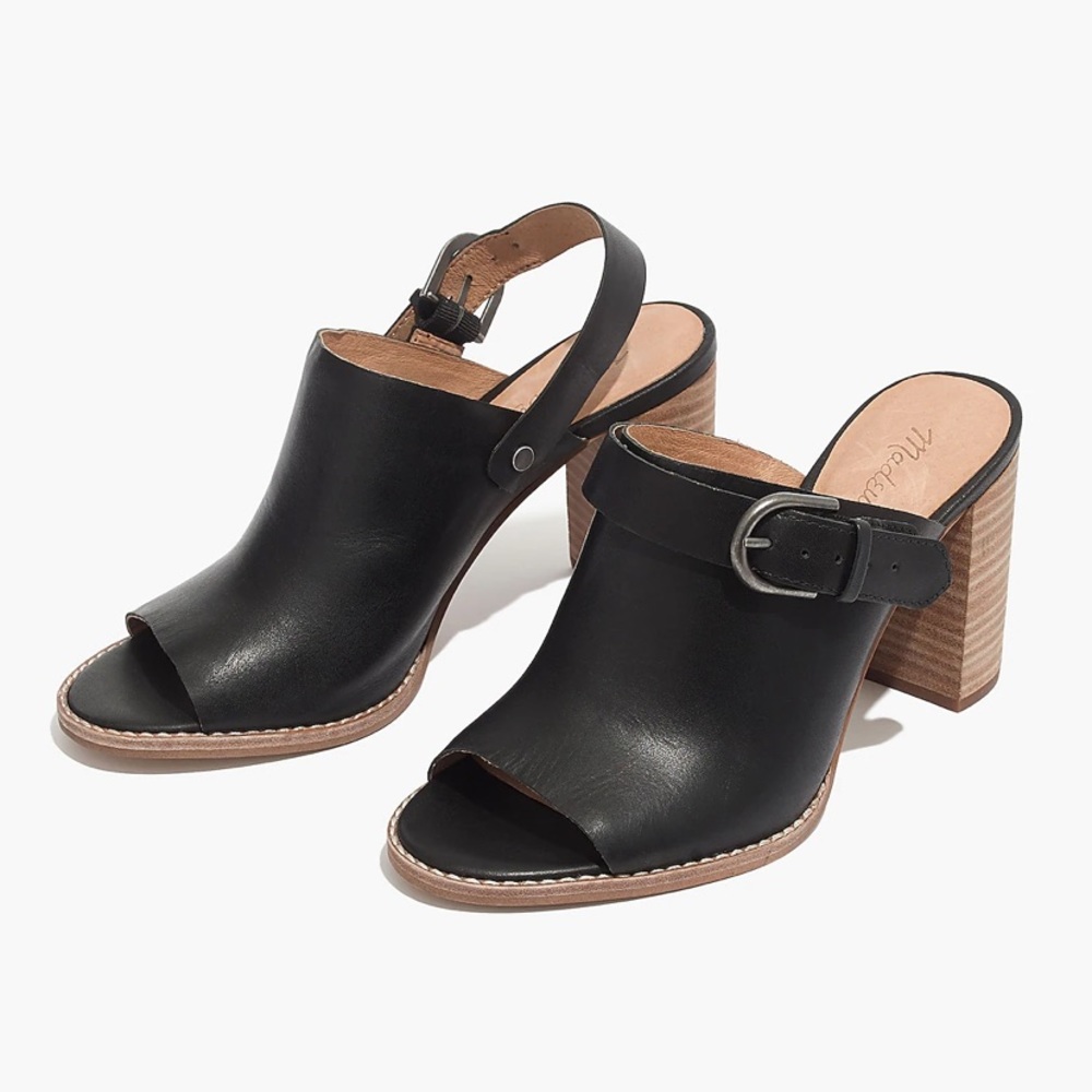 madewell riley convertible slingback black leather mule